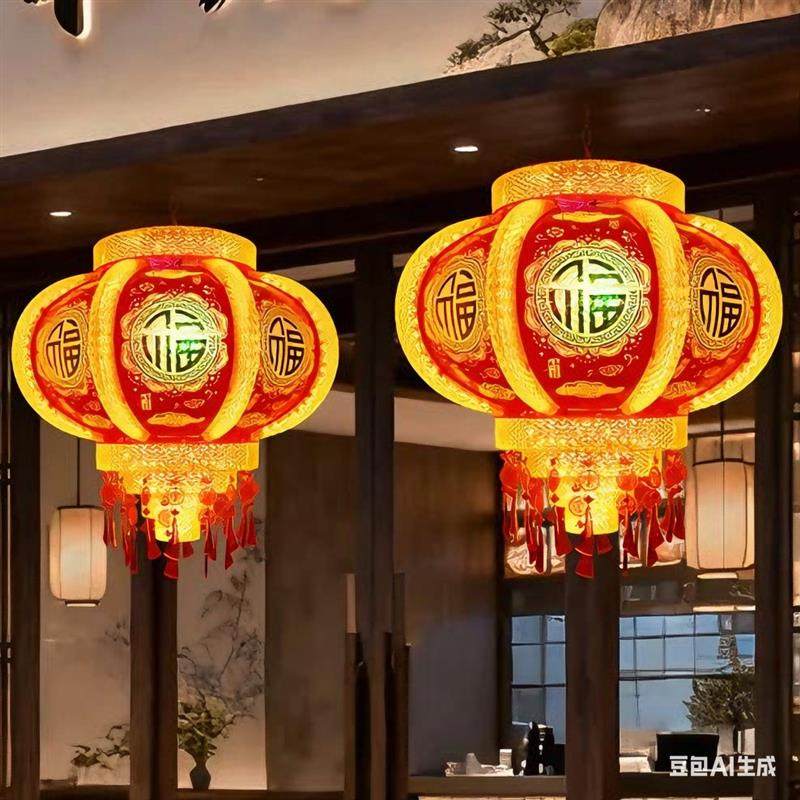 七彩新款2026led旋转灯笼一对大门口过年新春走廊阳台喜庆走马灯