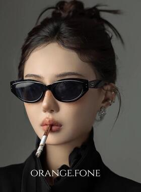 复古猫眼墨镜女级感2025gm新款Jennie窄框防晒紫外线太阳眼镜