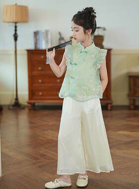 女童夏套装2025新款中国风日常可穿汉服新中式小孩衣服儿童夏装