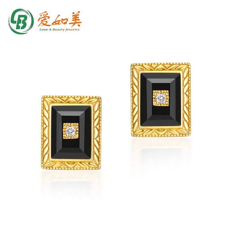 S925银渡18K金PT950铂金时尚复古耳环耳钉女感民族风玛瑙耳女饰品
