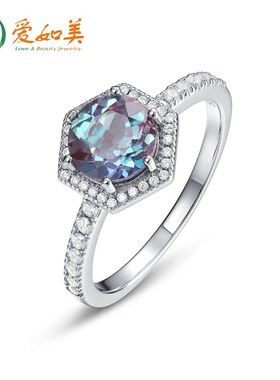 新款几何亚历山大石戒指风个性时尚S925银渡18K金PT950铂金戒指