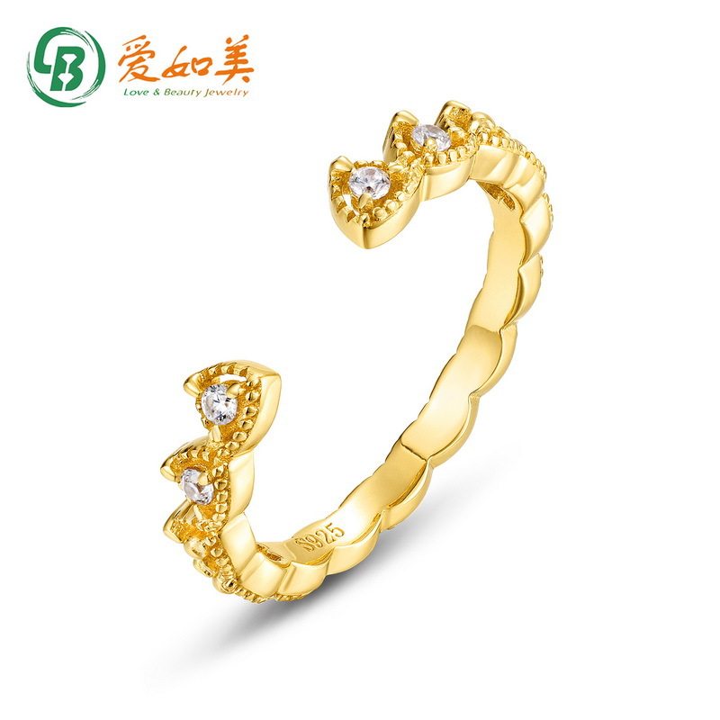 新品个性时尚日系轻奢地中海蕾丝水印锆石开口戒指女百搭叠戴指环