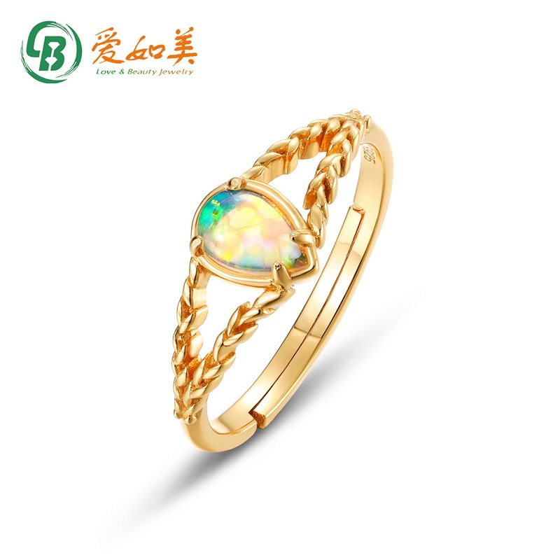 轻奢戒指复古花边宫廷风欧泊戒指女S925银渡18K金PT950铂金指环