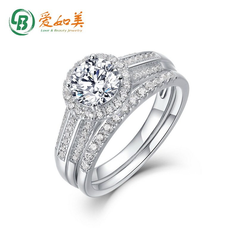 一克拉莫桑石戒指S925银渡18K金PT950铂金套戒百搭美雅高级感指环