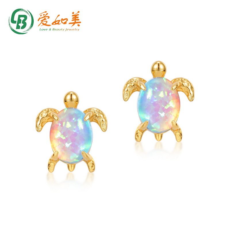 海洋系列小乌龟耳钉S925银渡18K金PT950铂金耳钉可爱百搭乌龟耳环