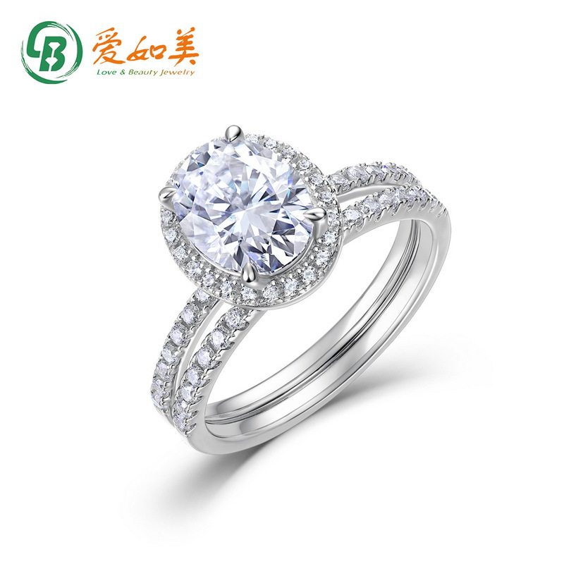 新款时尚个性莫桑石戒指S925银渡18K金PT950铂金戒指女高级感手饰