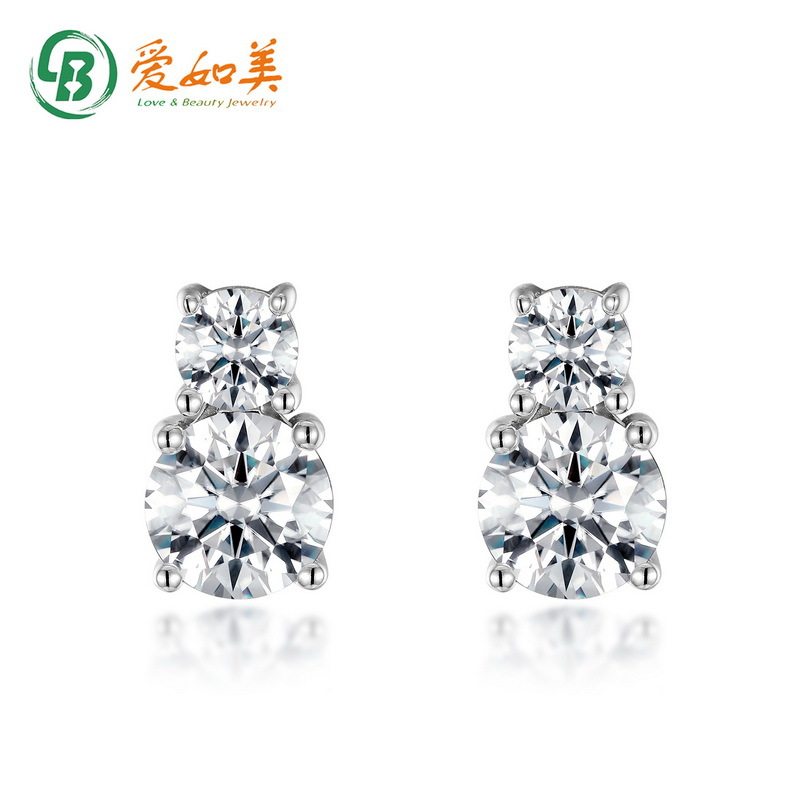新品时尚简约S925银渡18K金PT950铂金莫桑石耳环ins风银镀金耳饰