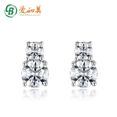 新品时尚简约S925银渡18K金PT950铂金莫桑石耳环ins风银镀金耳饰