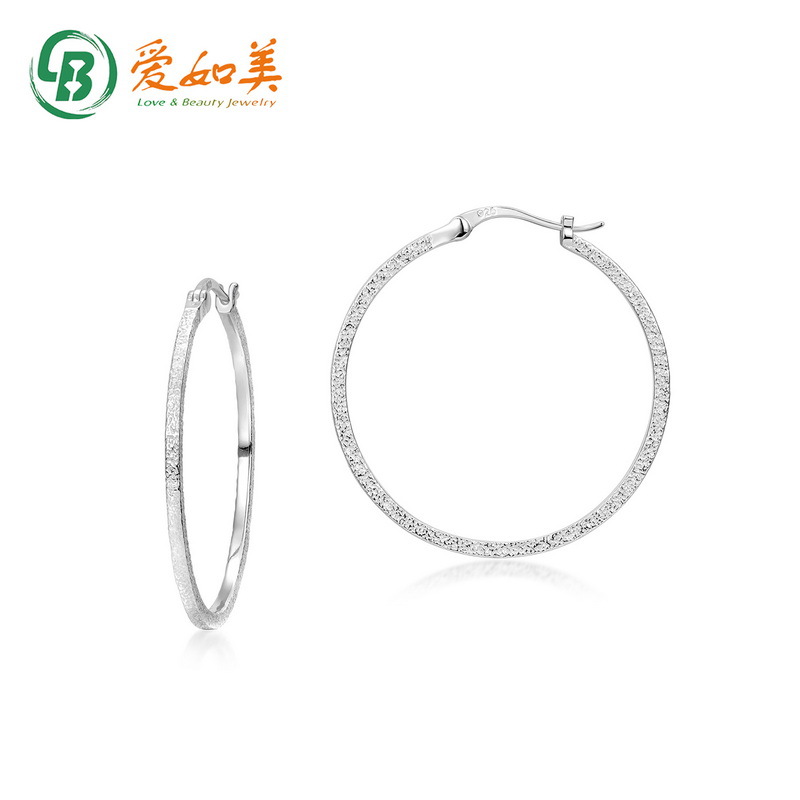 新款简约时尚大圈圈圆环耳环S925银渡18K金PT950铂金锤击纹耳环女