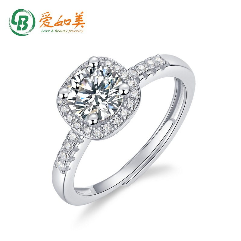 经典时尚1克拉莫桑钻戒指S925银渡18K金PT950铂金婚戒女求婚戒指