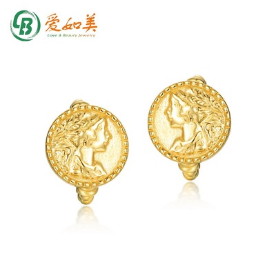 女神浮雕耳骨夹潮流个性S925银渡18K金PT950铂金耳环小众设计耳饰