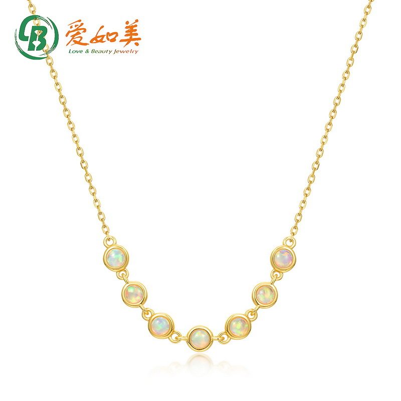 日本轻奢合成欧泊S925银渡18K金PT950铂金项链女简约小圆几何项链