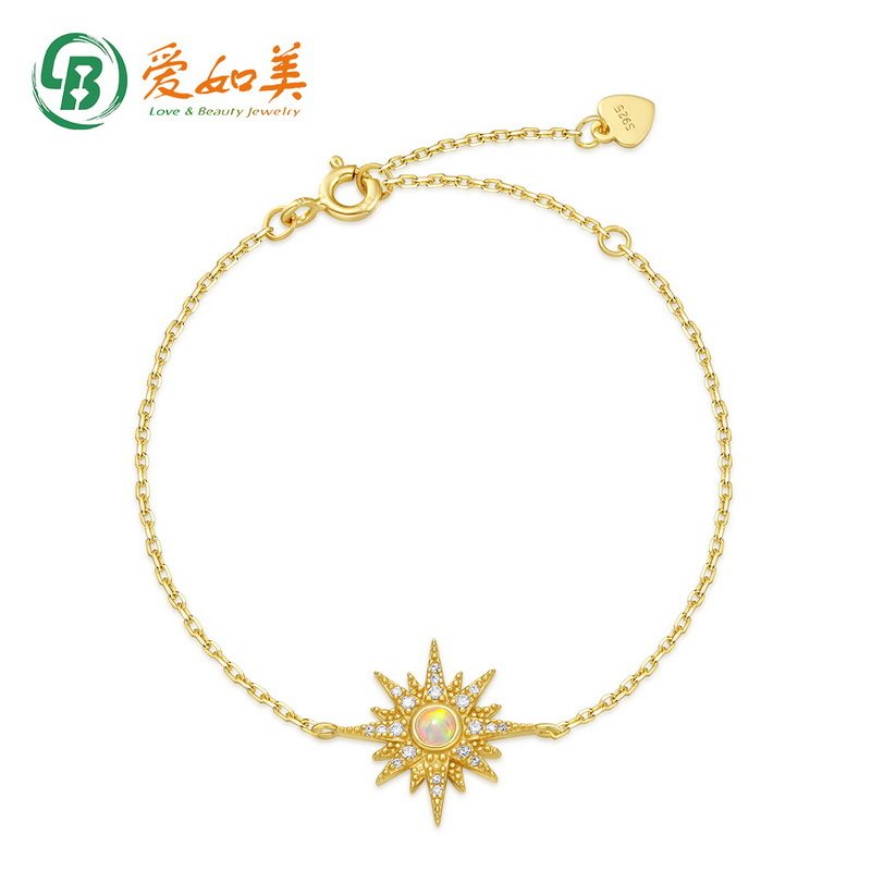 日韩轻奢复古风手链女S925银渡18K金PT950铂金星芒梦幻镶嵌欧泊