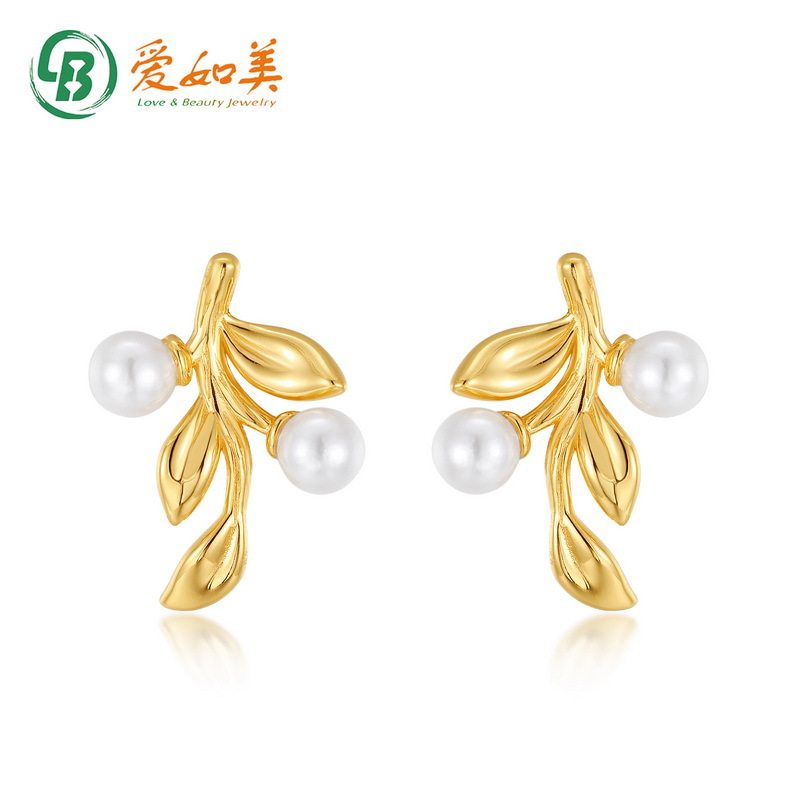 原创设计时尚简约珍珠耳环森系小清新S925银渡18K金PT950铂金耳钉