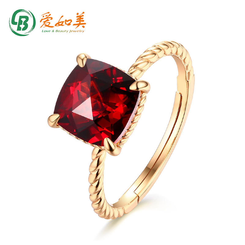 S925银渡18K金PT950铂金石榴石简约网红戒指女潮人清新尾戒女个性