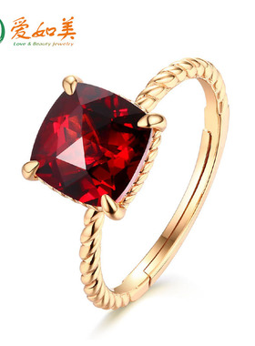 S925银渡18K金PT950铂金石榴石简约网红戒指女潮人清新尾戒女个性