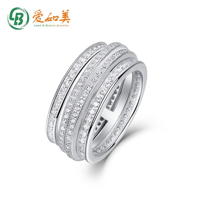 新款坠入银河满钻食指戒女S925银渡18K金PT950铂金戒指时尚可转动