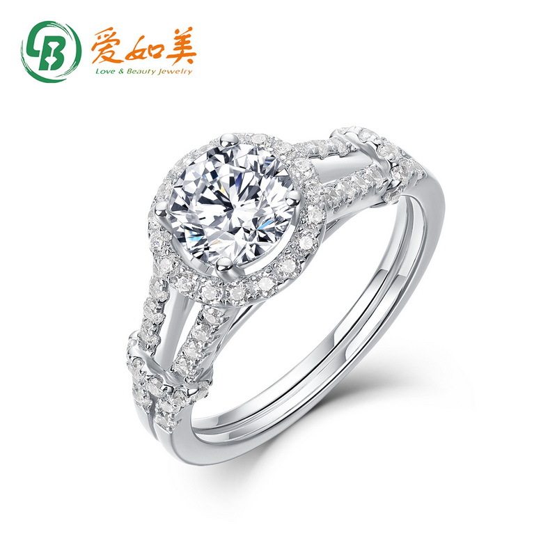 新款轻奢高级感莫桑石戒指S925银渡18K金PT950铂金镀金莫桑钻戒指