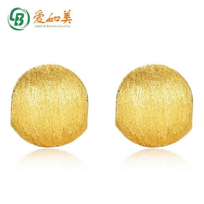 轻奢金色大耳环极简手工拉丝S925银渡18K金PT950铂金镀金耳环耳饰