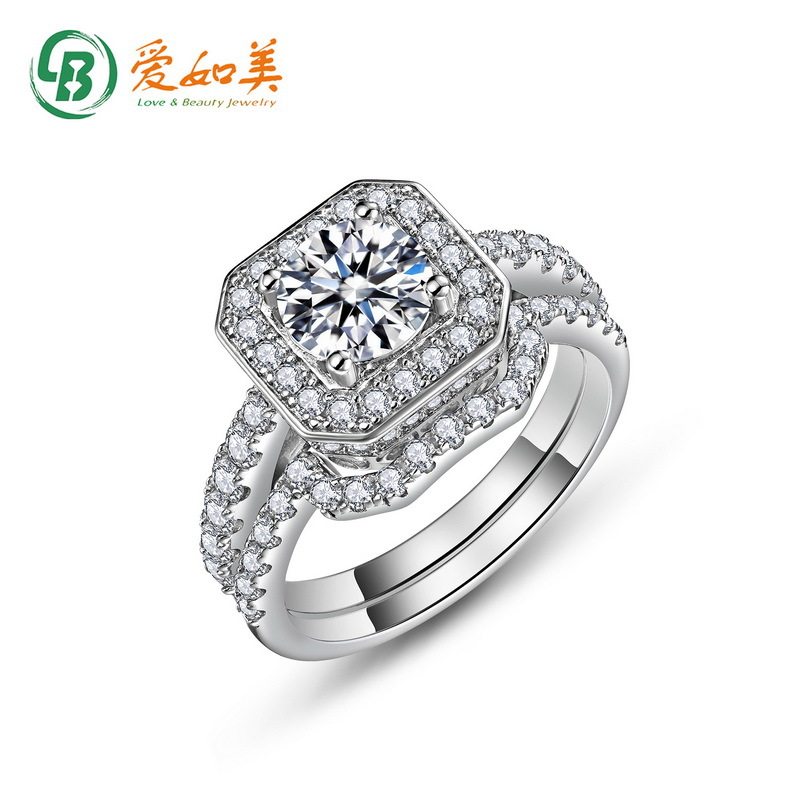流行百搭S925银渡18K金PT950铂金莫桑石戒指女轻奢高级感指环首饰
