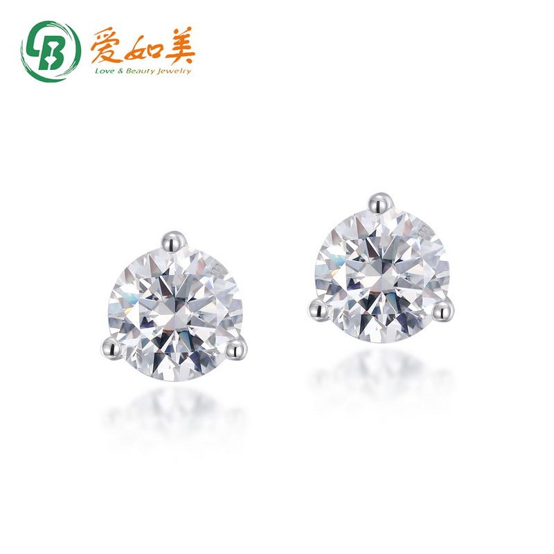 轻奢风时尚莫桑石耳钉流行S925银渡18K金PT950铂金镀金莫桑石耳环