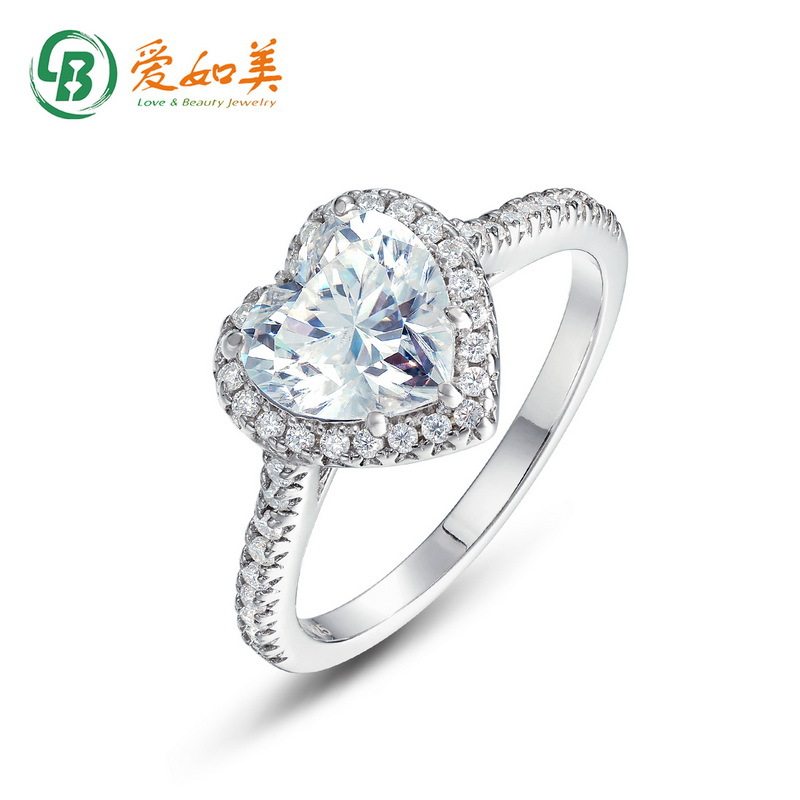 新款风轻奢莫桑石钻戒时尚流行S925银渡18K金PT950铂金镀金戒指女