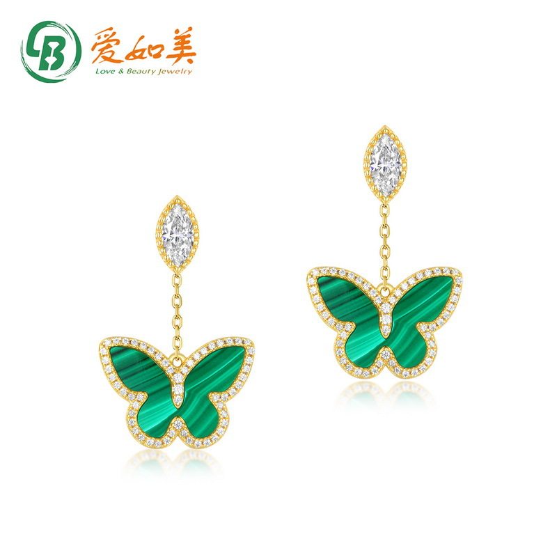 日系珠宝森系蝴蝶耳环女S925银渡18K金PT950铂金镀金耳环长款饰品