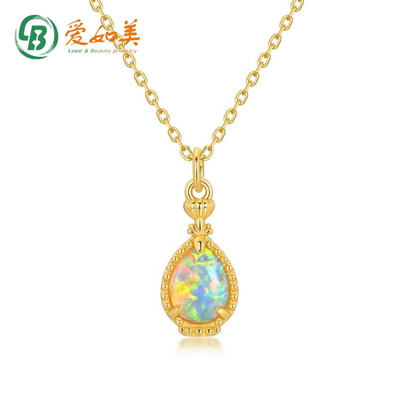 轻奢古董香水瓶吊坠S925银渡18K金PT950铂金合成欧泊项链双面吊坠
