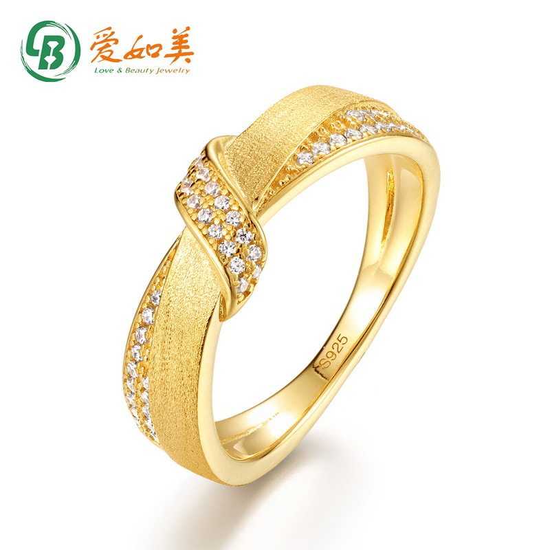 个性法式时尚轻奢复古拉丝戒指女小众设计S925银渡18K金PT950铂金
