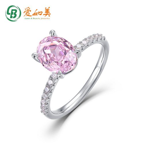 新款简约几何鸽子蛋戒指女S925银渡18K金PT950铂金千禧玫瑰切指戒