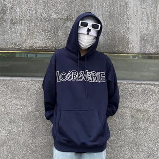 卫衣帽衫 ICEREVERIE 秋冬日系套头连帽宽松字母印花休闲情侣款