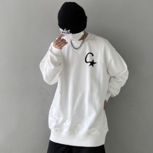 ICEREVERIE 大C宽松350G套头上衣男 复古圆领卫衣潮牌百搭情侣装