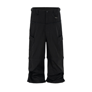 Cargo潮牌休闲裤 巴黎风格 复古阔腿裤 裤 男 baggy解构双腰可拆卸工装