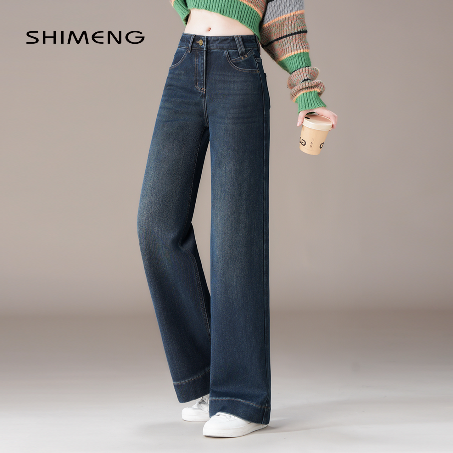 诗梦女装秋冬新款加厚蓝色牛仔直筒裤阔腿裤高腰休闲百搭九分长裤,女装/女士精品,牛仔裤,淘宝优惠券,粉丝福利购,淘宝优惠卷