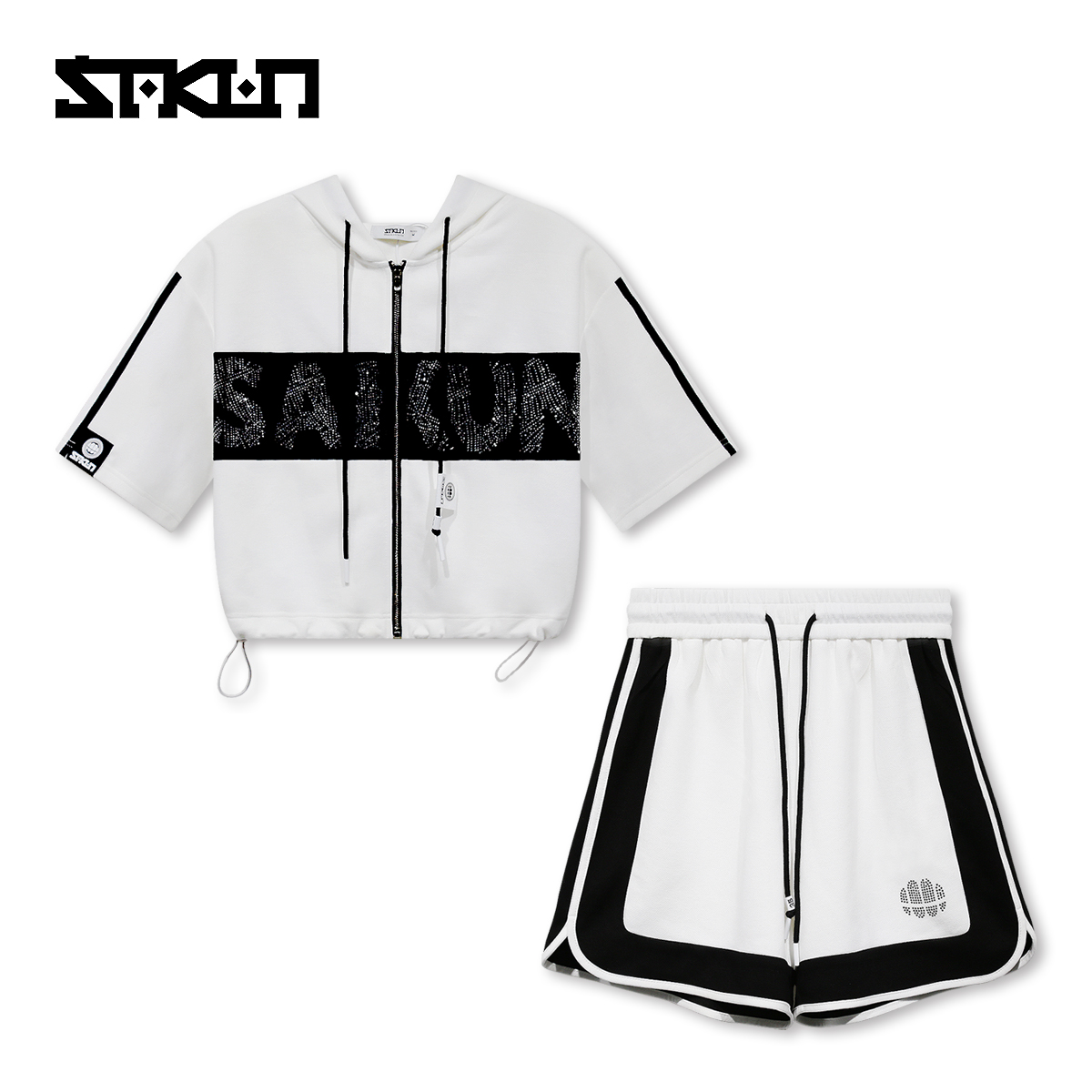 sakun潮牌拼色针织套装针织套装