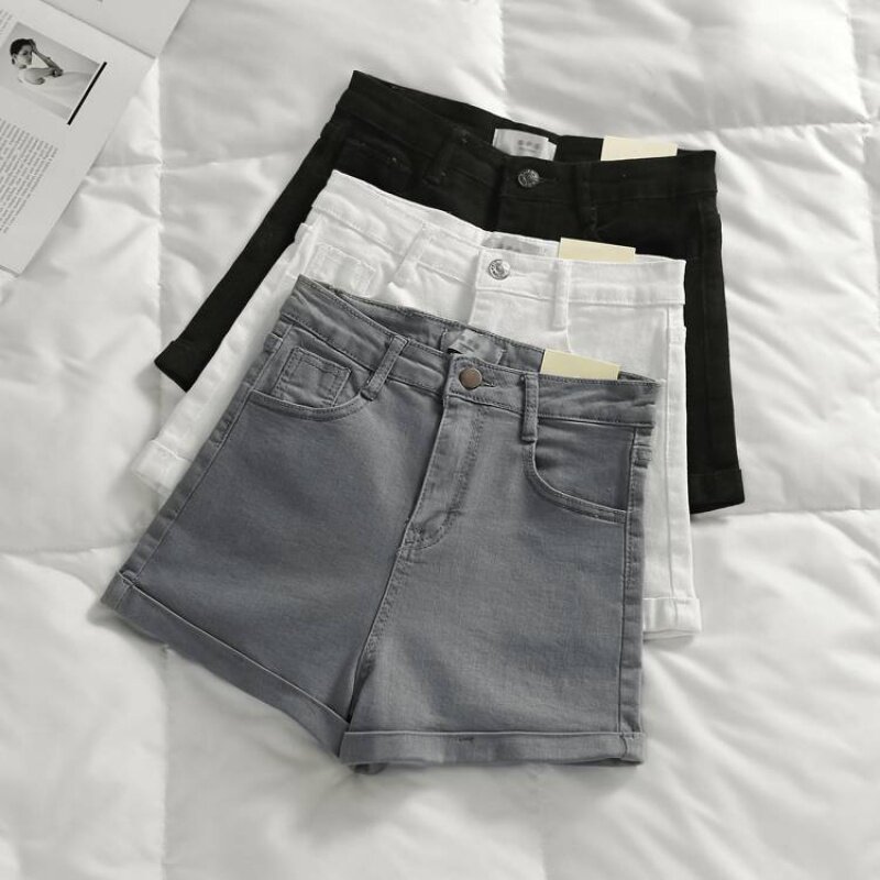 。高腰牛仔短裤女卷边 春夏秋冬韩版外穿修身打底短裤 纯色弹力热|ruв категории Женская одежда, джинсы - от Buy2taobao.com для оказания профессиональной услуги покупки агента Taobao