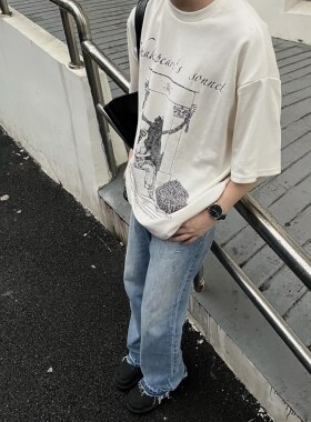 「TSAOOJ」SHAKESPEARE莎士比亚诗歌短袖夏季cleanfit小众白色T恤