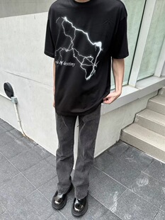 [TSAOOJ] 夏季COFD闪电印花短袖男女夏季潮牌高街情侣半袖t恤男女