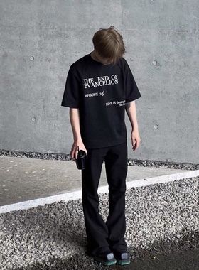 TSAOOJ“爱是毁灭性“Slogan黑白色标语cleanfit短袖纯棉休闲t恤