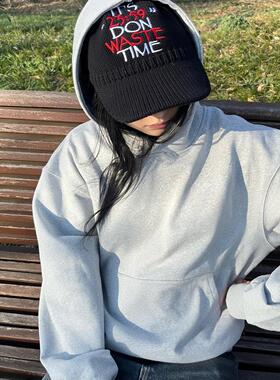 TSAOOJ花灰纯色连帽卫衣460G纯棉抓绒秋冬Boxy短宽cleanfit帽衫男