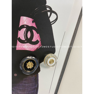 饰扣 YOMOSTUDIO 透明边金属玫瑰花扣子时尚 纽扣外套西装 扣大衣装