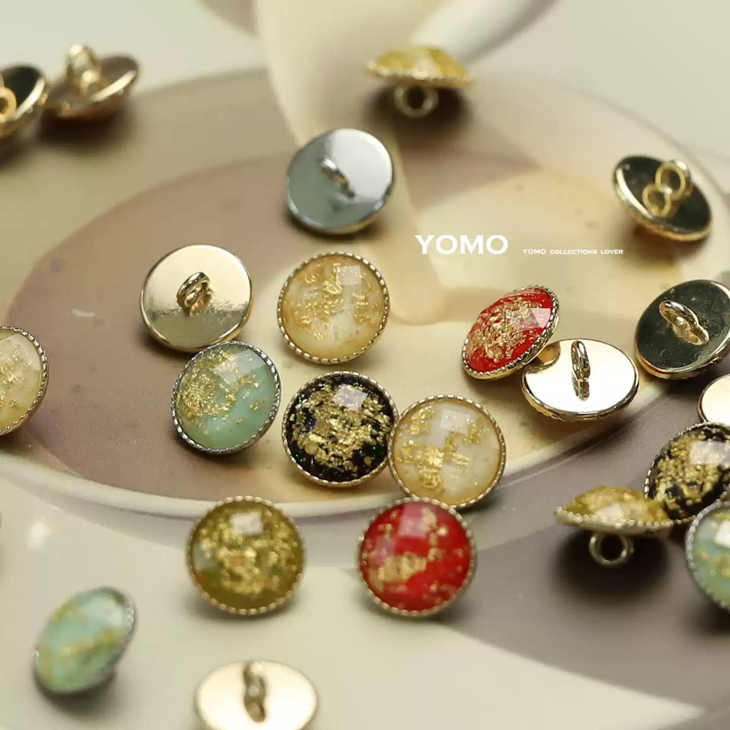 高档金属纽扣透明金箔小众设计衬衫纽扣针织衫法式扣子衬衣服装扣