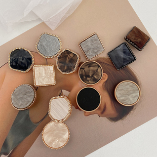 方扣圆纽扣女小香风金属钮扣西装 平面仿贝黑白灰扣子双面尼大衣扣