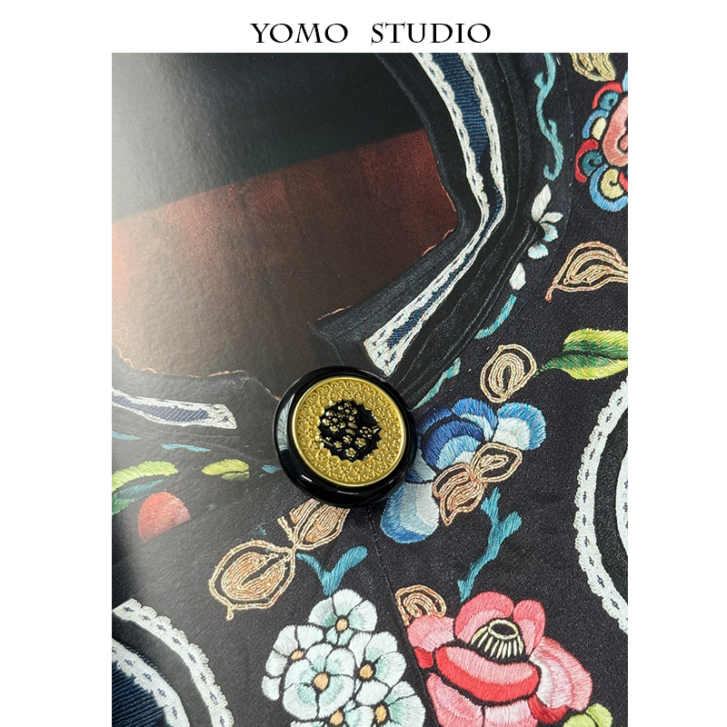 YOMOSTUDIO 黑白色服装纽扣女士外套毛衣梅花点油西装大衣服扣子