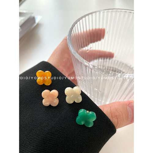 四叶草醋酸树脂金属底座衬衫纽扣