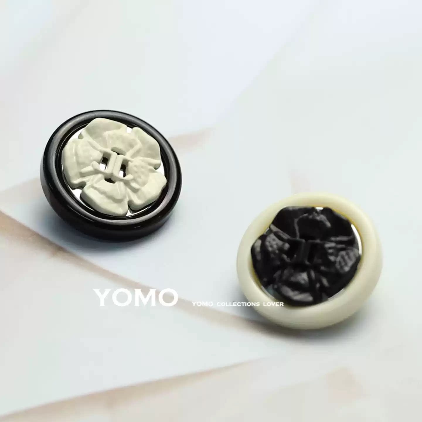 新中式纽扣黑色白色服装扣子金属树脂合并女装毛衣外套大衣装饰扣