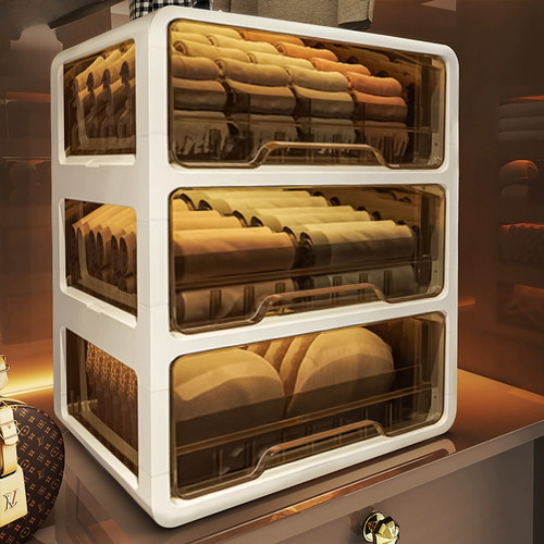 内衣收纳盒贴身衣物抽屉式袜子盒内裤三合一分格神器家用柜整理箱