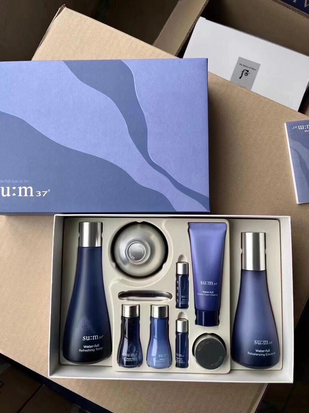 韩国sum37呼吸蓝色套盒苏秘惊喜水分安瓶洗面奶精华两三件套装