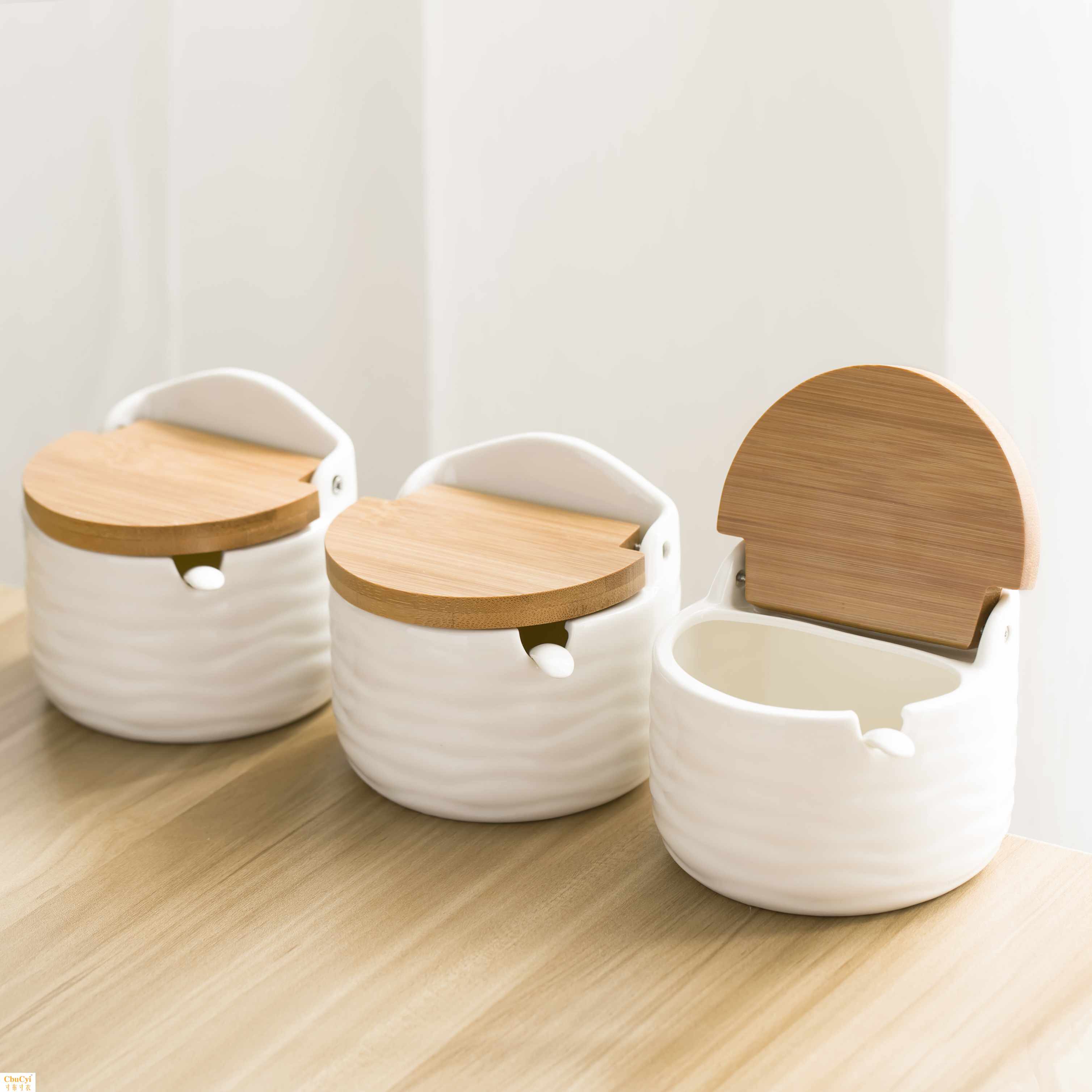 日式zakka简约竹盖翻盖陶瓷调味罐调味瓶调料盒北欧调料罐配在类目 厨房/烹饪用具, 厨用小工具/厨房储物, 储物瓶罐/厨房储物器皿, 调味瓶罐中 - 来自Buy2taobao.com提供专业的淘宝代购服务