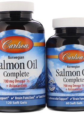 美国品牌Carlson Labs 挪威鲑鱼油/omega-3/6/7/9 含虾青素 180粒